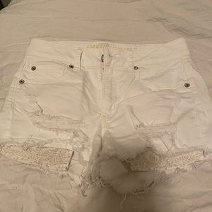 American Eagle white jean shorts